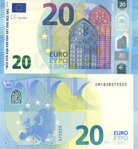 20 euro 2015 EU UNC, Christine Lagarde EM/E009H5 (Slovensko)