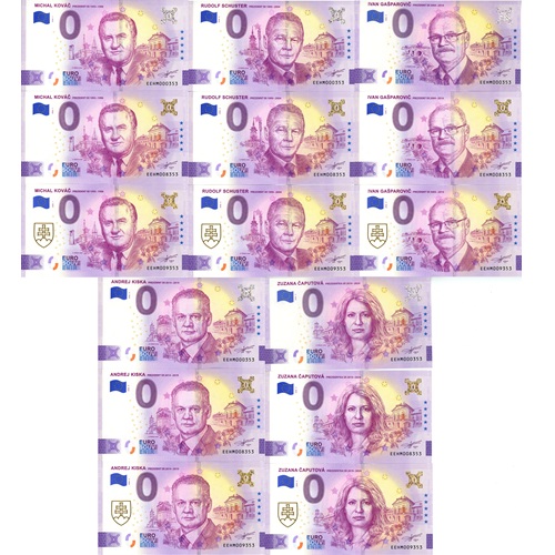 SET 15 x 0 euro suvenír 2026 Slovensko UNC, Prezidenti SR číslo 354