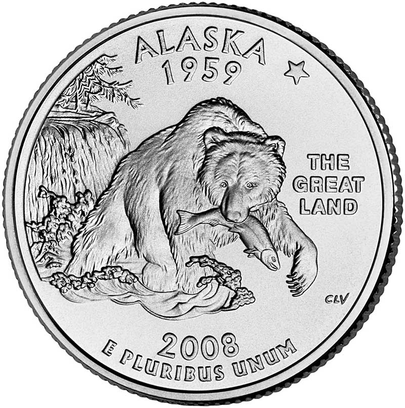 Quarter Dollar 2008 D USA UNC Alaska