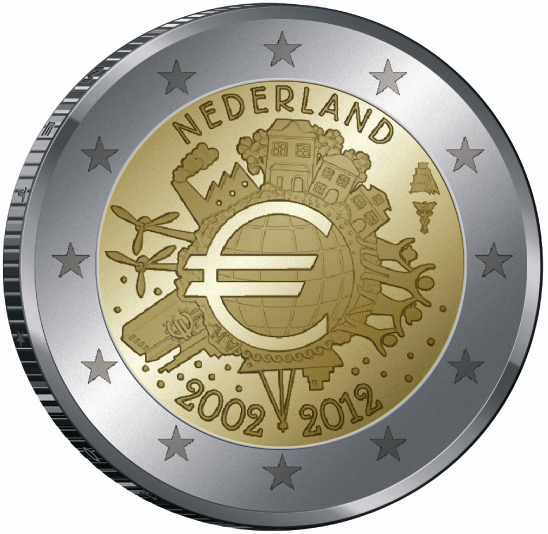 2 euro 2012 Holandsko cc.UNC, zavedenie hotovostnej eurovej meny