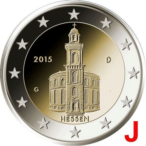 2 euro 2015 Nemecko J cc.UNC Hessen