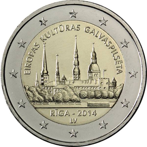 2 euro 2014 Lotyšsko cc.UNC Riga
