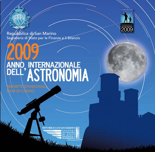 SADA 2009 San Marino BU + Ag 5 euro, astronomia