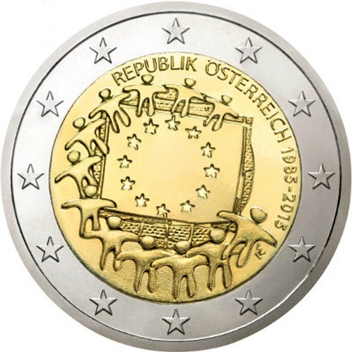 2 euro 2015 Rakúsko cc.UNC Európska vlajka