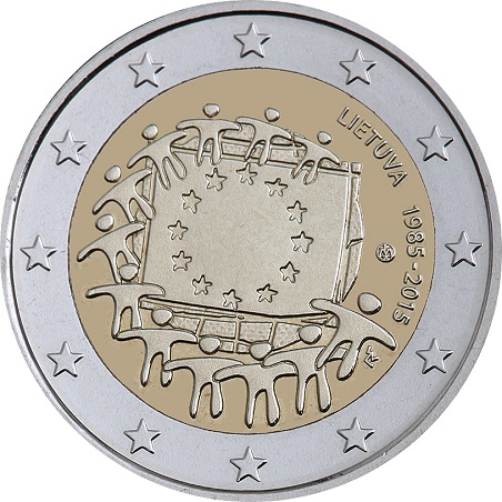 2 euro 2015 Litva cc.UNC Európska vlajka