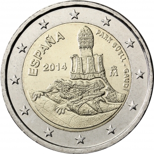 2 euro 2014 Španielsko cc.UNC Gaudi