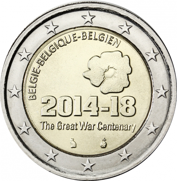 2 euro 2014 Belgicko cc.UNC, prvá svetová vojna