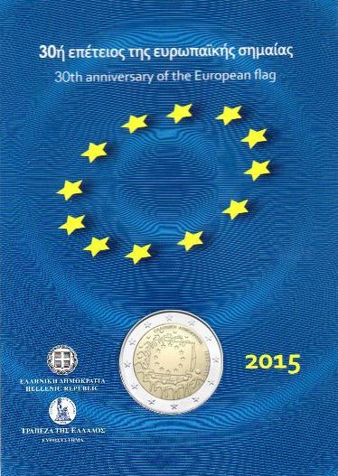 2 euro 2015 Grécko cc.UNC karta Európska vlajka