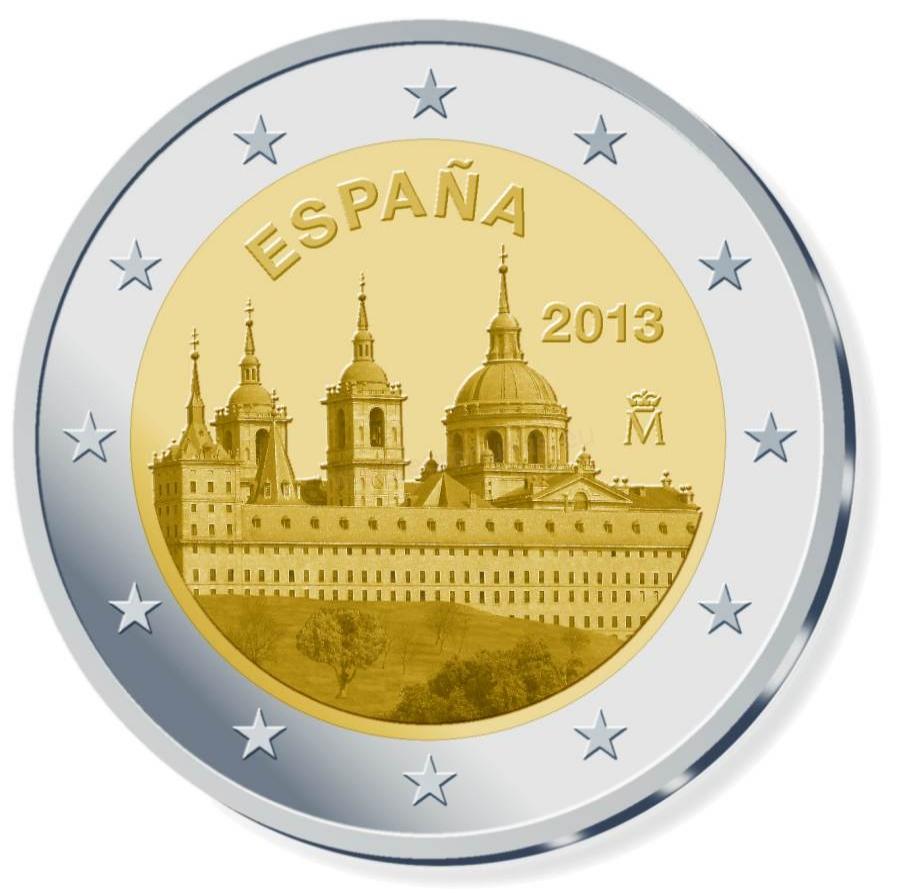 2 euro 2013 Španielsko cc.UNC kláštor sv. Vavrinca