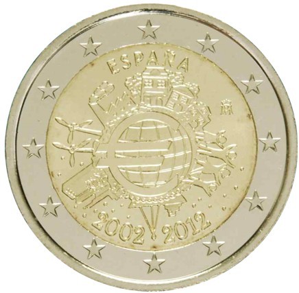 2 euro 2012 Španielsko cc.UNC zavedenie hotovostnej eurovej meny