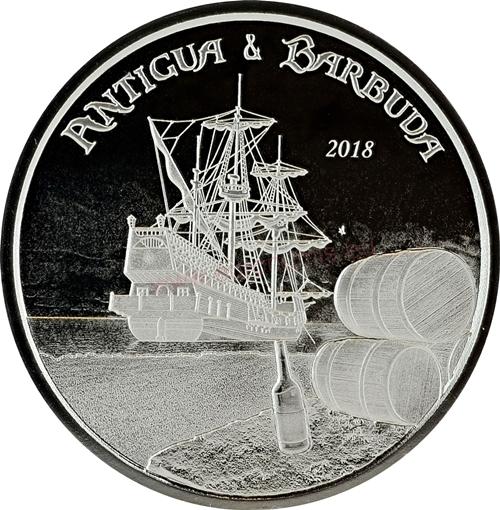 2 Dollars 2018 Antigua a Barbuda BU 1 Oz Ag Rum Runner