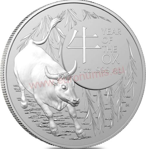 Dollar 2021 Austrália RAM BU 1 Oz Ag Lunar Ox