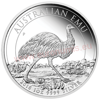 Dollar 2018 Austrália PROOF 1 Oz Ag Australian Emu