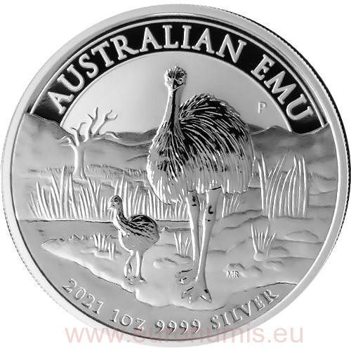 Dollar 2021 Austrália BU 1 Oz Ag Australian Emu (X:1:2)