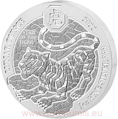 50 Amafaranga 2022 Rwanda BU 1 Oz Ag Tiger
