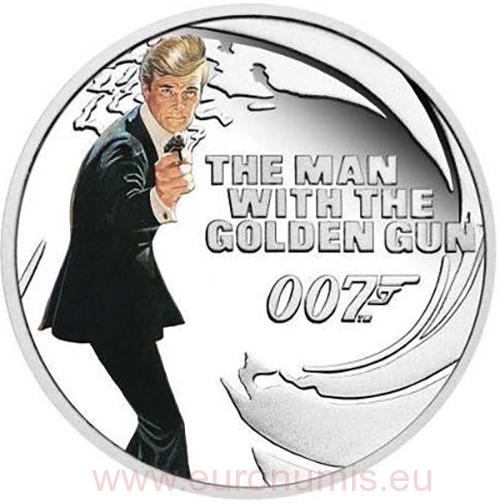 50 Cents 2021 Tuvalu PROOF farbená 1/2 Oz Ag The Man with the Golden Gun