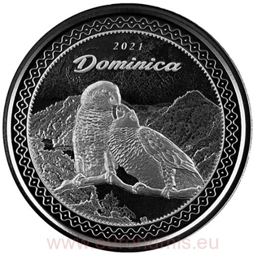 2 Dollars 2021 Dominica BU 1 Oz Ag, Sisserou Parrot