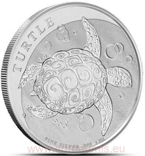 2 Dollars 2022 Niue BU 1 Oz Ag Turtle (Z:3:6)