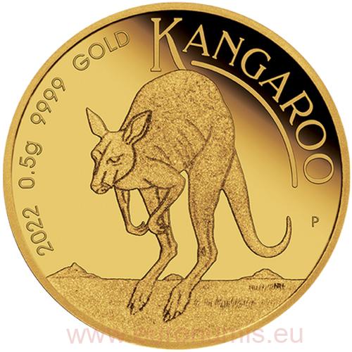 2 Dollars 2022 Austrália BU 0,5g Au Australian Kangaroo (TRE 36)
