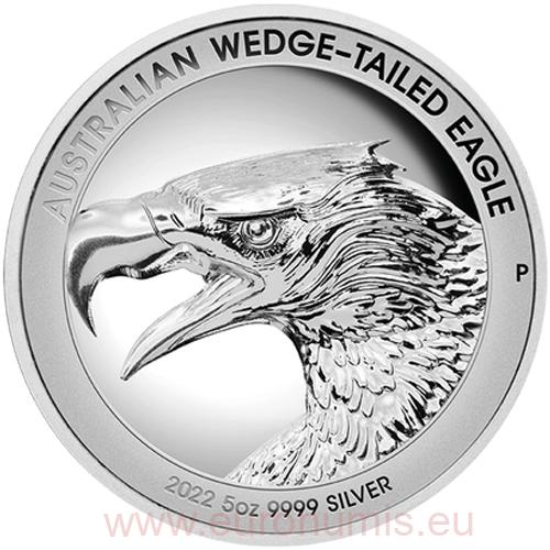 8 Dollars 2022 Austrália PROOF Ultra High Relief 5 Oz Ag Wedge-Tailed Eagle