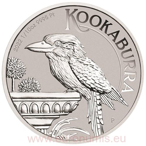 15 Dollars 2022 Austrália BU 1/10 Oz Pt Kookaburra (TRE 36)