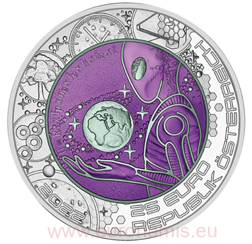 25 euro 2022 Rakúsko PROOF Niobium Series: Extraterrestrial Life