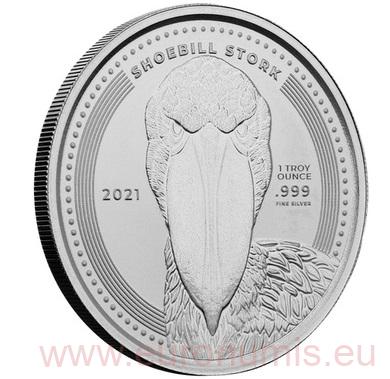 1000 Francs 2021 Kongo BU 1 Oz Ag Shoebill Stork