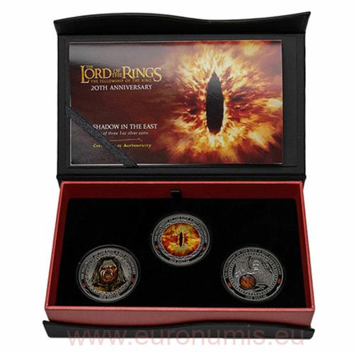 SADA 3 mincí, Dollar 2021 Nový Zéland BU Antique 1 Oz Ag Lord of the Rings