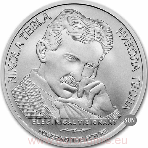 100 Dinara 2022 Srbsko BU 1 Oz Ag Nikola Tesla (V:2:3)