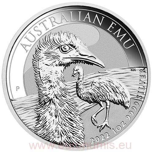 Dollar 2022 Austrália BU 1 Oz Ag Australian Emu (X:7:4)