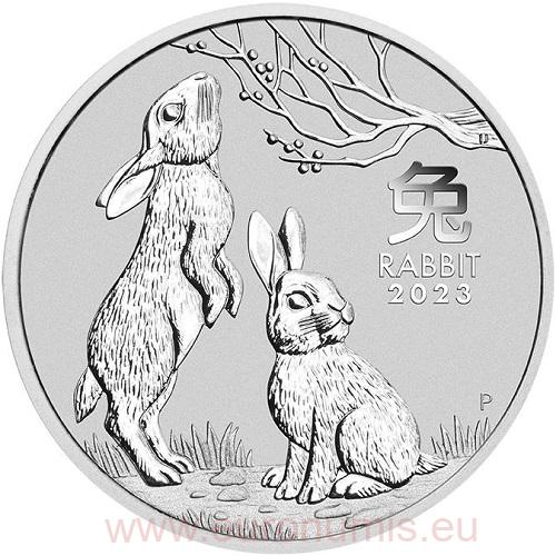 50 Cents 2023 Austrália BU 1/2 Oz Ag Lunar III. Rabbit (X:5:5)