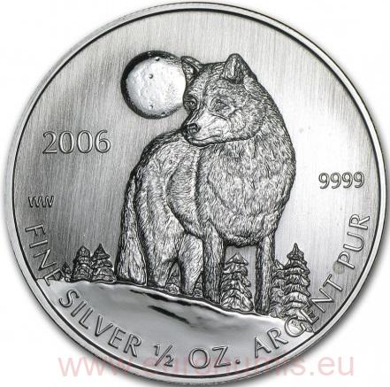 Dollar 2006 Kanada BU 1/2 Oz Ag Timber WOLF