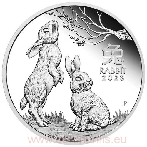 Dollar 2023 Austrália PROOF 1 Oz Ag Lunar III. Rabbit (X:9:2)