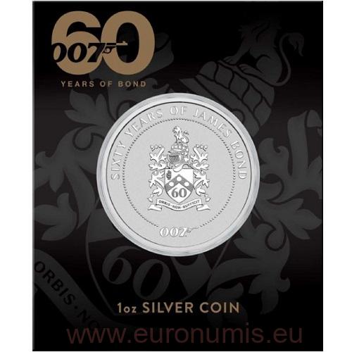Dollar 2022 Tuvalu BU karta 1 Oz Ag James Bond 60th anniversary (V:7:6)