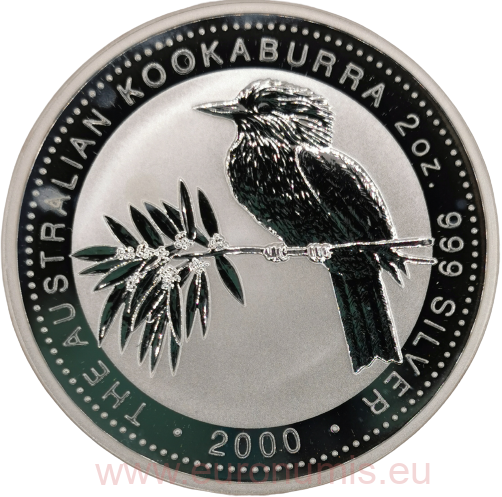 2 Dollars 2000 Austrália BU 2 Oz Ag Australian Kookaburra 