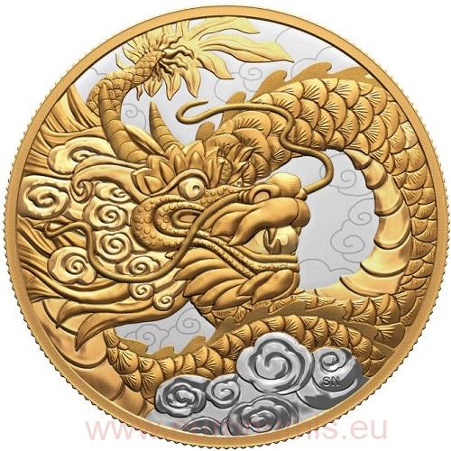 50 Dollars 2023 Kanada PROOF pozlatená Heavenly Dragon