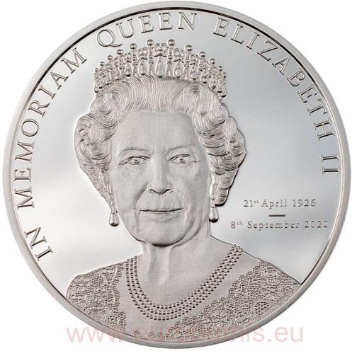 5 Dollars 2022 Cook Islands PROOF 1 Oz Ag In Memoriam Queen Elizabeth II