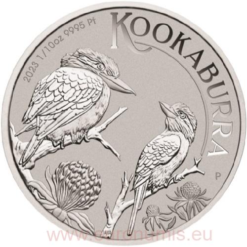 15 Dollars 2023 Austrália BU 1/10 Oz Pt Kookaburra