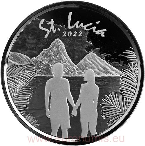 2 Dollars 2022 Svätá Lucia BU 1 Oz Ag EC8 Couple (V:5:3)
