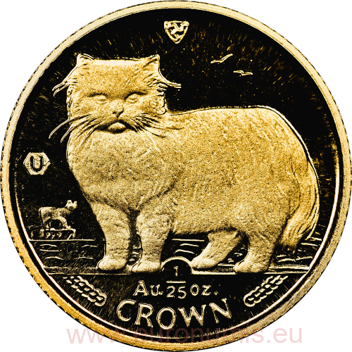1/25 Crown 1989 Isle of Man UNC 1/25 Oz Au Persian Cat