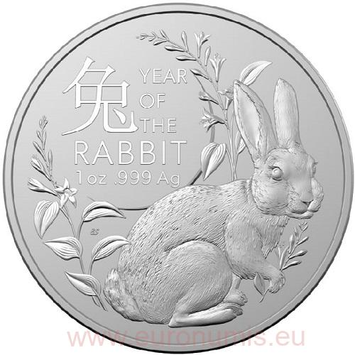 Dollar 2023 Austrália RAM BU 1 Oz Ag Lunar Rabbit (X:6:1)
