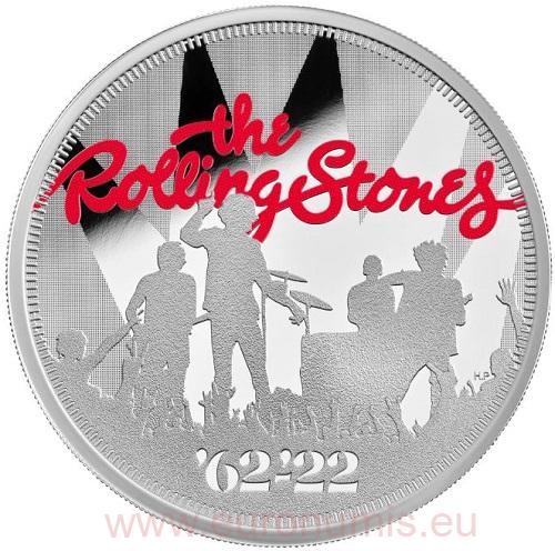 2 Pounds 2022 Anglicko PROOF farbená 1 Oz Ag The Rolling Stones (Y:6:1)