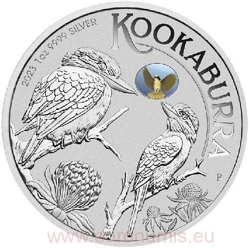 Dollar 2023 Austrália BU karta farbená 1 Oz Ag Kookaburra (Privy Mark) (X:8:2)