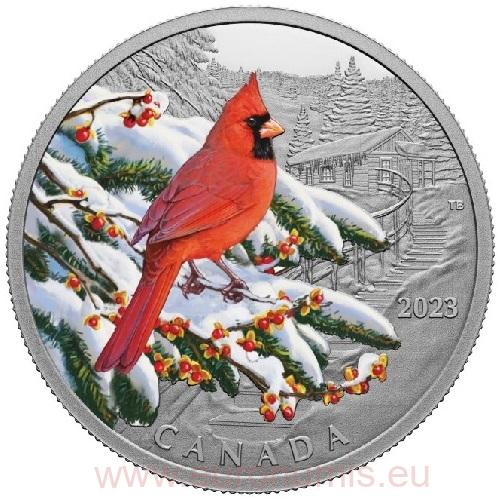 20 Dollars 2023 Kanada PROOF farbená 1 Oz Ag Northern Cardinal