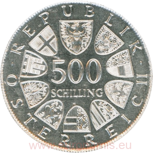500 Schilling 1981 Rakúsko BU Verdun Altar