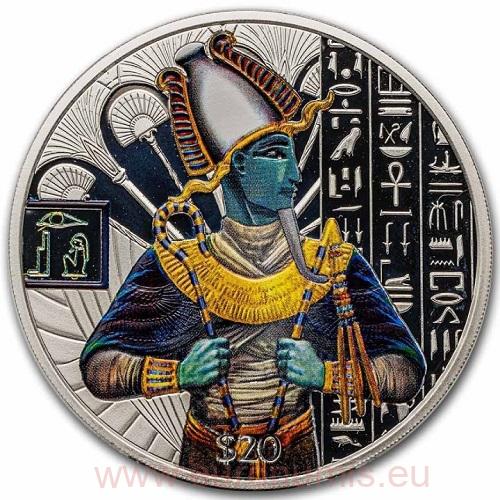 20 Dollars 2023 Sierra Leone PROOF farbená 2 Oz Ag Egyptian Gods - Osiris