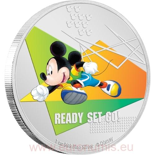 2 Dollars 2020 Niue PROOF farbená 1 Oz Ag Mickey Mouse - Ready Set Go!