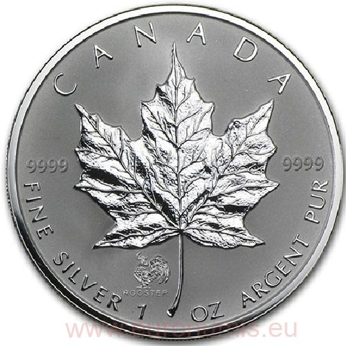 5 Dollars 2005 Kanada BU 1 Oz Ag, Maple Leaf (Rooster Privy)