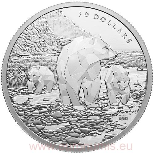 30 Dollars 2023 Kanada PROOF 2 Oz Ag Grizzly Bears