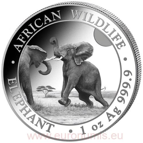 100 Shillings 2024 Somálsko BU 1 Oz Ag, African Elephant